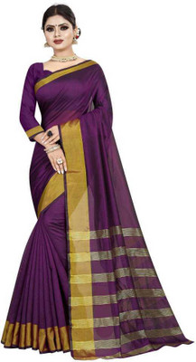 ARRA ENTERPRISE Self Design Bollywood Polycotton, Cotton Silk Saree(Dark Blue)
