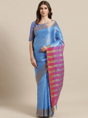 Ratnavati Printed Banarasi Silk Blend Saree(Light Blue)