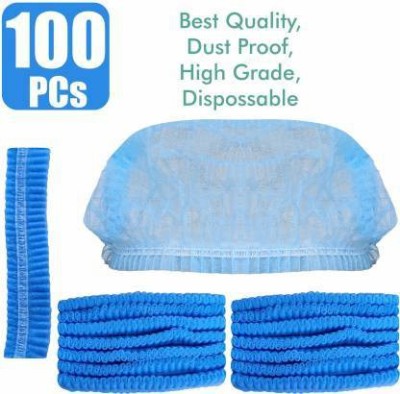 EVERGREEN HINDUZA Stretchable Blue Surgical Head Caps - Cover Hair For Surgeries, Cooking & Hygiene Surgical Head Cap(Disposable)