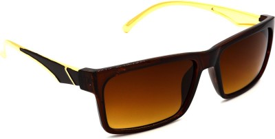 Chanda Khuba Rectangular Sunglasses(For Men & Women, Brown)