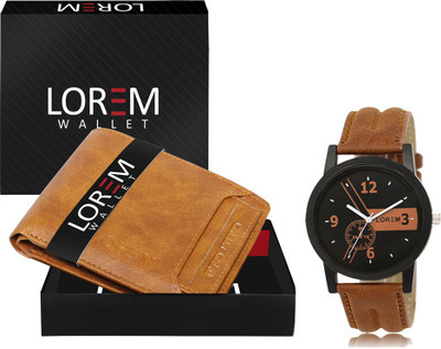 LOREM Analog Watch(Beige, Orange)