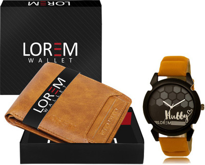 LOREM Analog Watch(Beige, Orange)