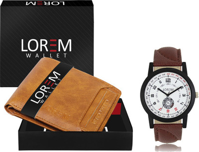 LOREM Analog Watch(Beige, Brown)