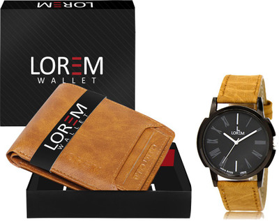 LOREM Analog Watch(Beige, Brown)