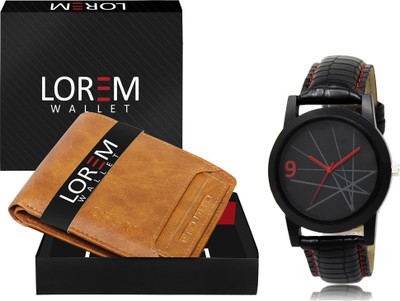 LOREM Analog Watch(Beige, Black)