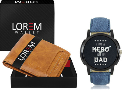 LOREM Analog Watch(Beige, Blue)