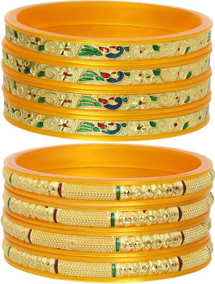 JOYERIA FASHIONS Plastic Gold-plated Bangle Set(Pack of 8)