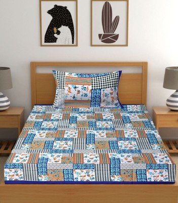 KUBER INDUSTRIES 144 TC Cotton Single Printed Flat Bedsheet(Pack of 1, Multicolor3)