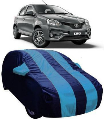 TWONE Car Cover For Toyota Etios Liva (With Mirror Pockets)(Blue, Black)