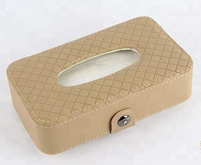 KolorFish Car Back Seat Hanging Tissue Holder Box (Tissues Included) Cream Vehicle Tissue Dispenser(Beige)