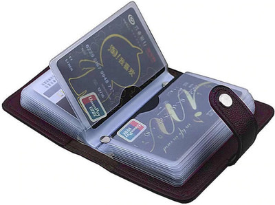 Flipkart SmartBuy Brown 28 Slots Leather Business 24 Card Holder(Set of 1, Brown)