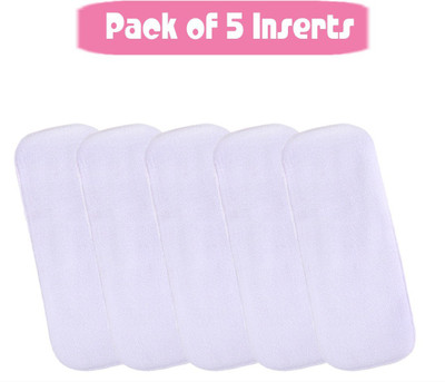 WAHHSON High Quality 5 Layer Cotton Microfiber Charcoal Insert Liner Reusable Washable Cotton Diaper Nappy Inserts for Baby Cloth Diapers (Pack of 5)