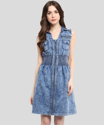 STYLESTONE Women Skater Blue Dress