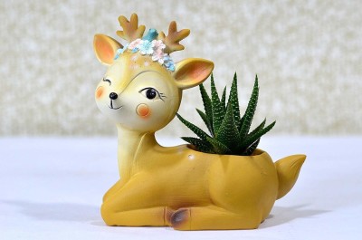 The Craft Store Deer Animal Planter|Resin Pots Unique & Trendy Design Return Gifts Succulent Pots polyresin Pot Home Decor Plant Container Set Plant Container Set(Plastic)