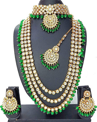 YELLOW CHIMES Copper Gold-plated Green Jewellery Set(Pack of 1)