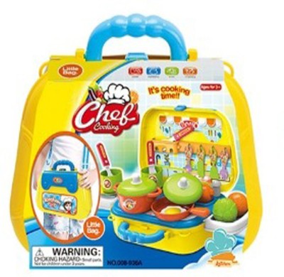 SALEOFF Portable 2 in 1 Suitcase Cooking Kitchen Pretend Play Food Party Role Play -282