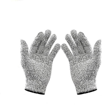 Meron Cut Resistant Gloves of Premium Quality (Hand Safety,Meat Cutting,Wood Carving,Sharp Items, Multipurpose-One Pair of Gloves Large Size). Nylon  Safety Gloves(Pack of 1)