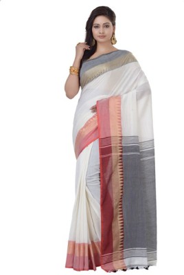 sourav biswas Temple Border, Solid/Plain Handloom Viscose Rayon, Pure Cotton Saree(Multicolor)