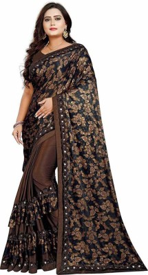 Miswa Embellished Bollywood Lycra Blend Saree(Brown)