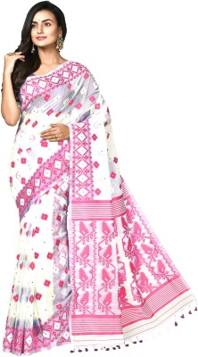 crochetin Printed Handloom Cotton Blend Saree(Multicolor)