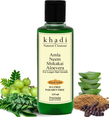 KHADI Organic Amla Neem Shikakai Aloevera Natural & Herbal Best Anti Hair Fall Shampoo Sls & Paraben Free(210 ml)