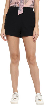 Aditi Wasan Solid Women Black Basic Shorts