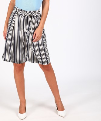 MARKS & SPENCER Striped Women Dark Blue, White Regular Shorts