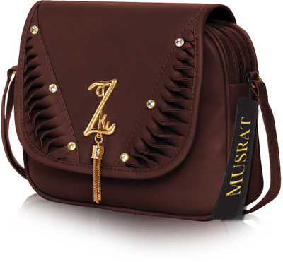 MUSRAT Brown Sling Bag Latest Trend Party Wear Handbag & Sling Bag...
