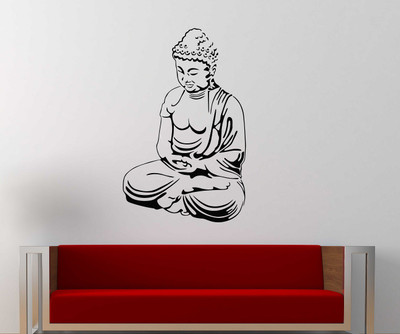 fuzzy 65 cm buddha Self Adhesive Sticker(Pack of 1)