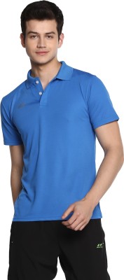 NIVIA Solid Men Polo Neck Blue T-Shirt
