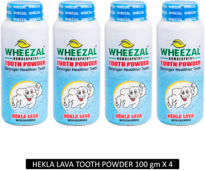 WHEEZAL HEKLA LAVA TOOTH POWDER WITH CALENDULA 100 gm BOTTLE - (PACK OF 4)(400 g, Pack of 4)