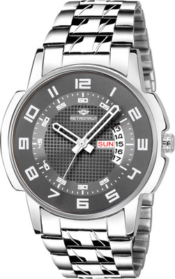 METRONAUT Elegant Grey Dial Round Shape Day & Date Functioning Stainless Steel Bracelet Premium Watch for Men/Boys Analog Watch  - For Men