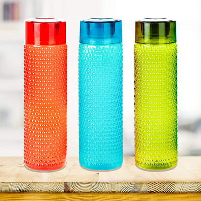 SKYZONE Exclusive Water Bottles for Fridge School College Office Use Set of 3 1000 ml Bottle(Pack of 3, Multicolor, Plastic)