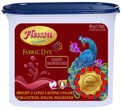 flexon Dye Powdered Fabric Dye (Maroon-Brownish RED)-50 grams