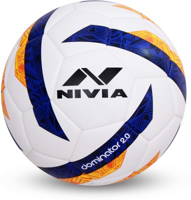 NIVIA Dominator 2.0 Football - Size: 5(Pack of 1, White, Blue, Orange)