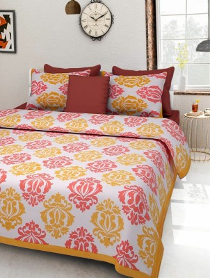 Rajoriya Creation 280 TC Cotton Double Floral Flat Bedsheet(Pack of 1, Yellow)