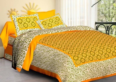 Rajoriya Creation 280 TC Cotton Double Floral Flat Bedsheet(Pack of 1, Yellow)