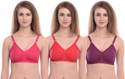 ELINA Women T-Shirt Non Padded Bra(Purple, Red, Pink)