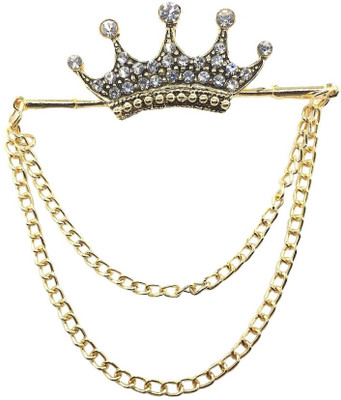 FURE Double Chain Crown with capules Brooch(Gold)