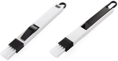 Drunna 2-in-1 Multi-Function Window Slot Screen Keyboard Drawer Wardrobe Corner Gap Dust Removal Cleaning Brush with Dustpan, Window Cleaner Plastic Dry Brush(Black, White, 2 Units)