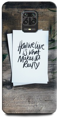 INDICRAFT Back Cover for Redmi Note 9 Pro Max HOW WE LIVE IS WHAT MAKES IS REAL, POSITIVE, WOODEN(Multicolor, Hard Case, Pack of: 1)