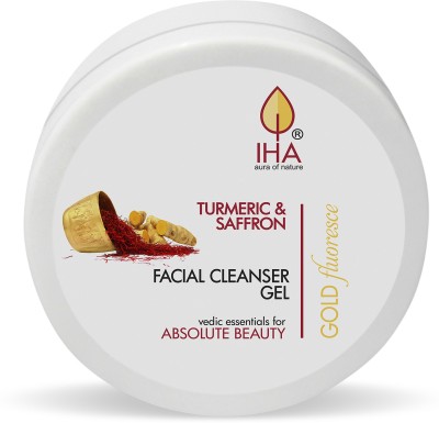 IHA Gold Fluoresce Facial Cleanser Gel with Turmeric and Saffron - Natural Skin Nourishing Cleansing Gel, Hydrating, Purifying, Skin Brightening Face Cleansing Gel - 500G Face Wash(500 g)