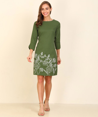 AND Women Shift Green Dress