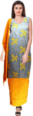 Lattice Cotton Silk Embroidered Multi-purpose Fabric