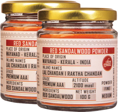 Clave Organic India Red Sandalwood / Raktha Chandanam / Lal Chandan Powder (100g) - Pack of 2(200 g)
