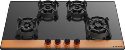 FABER Hob/Hobtop Utopia HT 804 BR CI Glass Automatic Hob  (4 Burners)