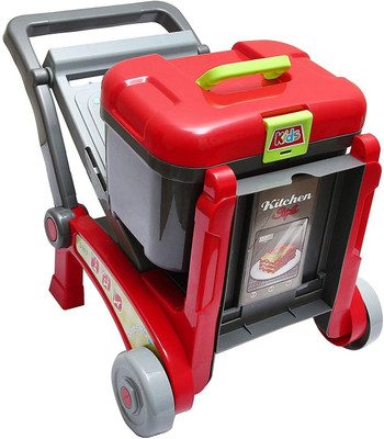 PALDIBI ENTERPRISE 3 in 1 Little Chef Kids Kitchen Play Set with Light & Sound Cooking Kitchen Play Set Toy - Red