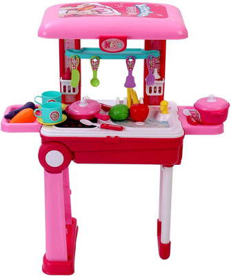 NILTOYS Kitchen Set Trolly with Light and Music Toy for Kids,