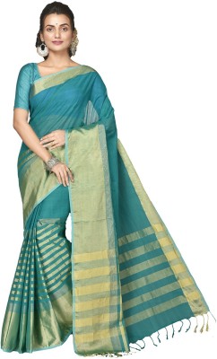 crochetin Woven Handloom Cotton Blend Saree(Multicolor)