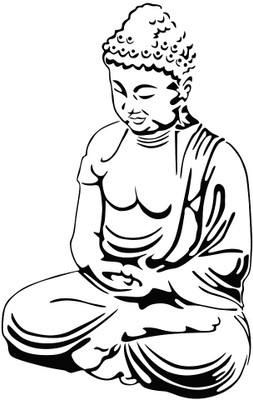 WALLDECORS 60.96 cm BUDDHA MEDITATION IMAGE Self Adhesive Sticker(Pack of 1)